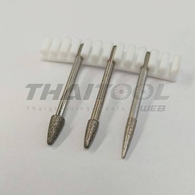  เข็มเพชรแกน 3 mm. R ทรงแหลม(เรียว) หัวโต 3.3,4.0,5.0 mm. T