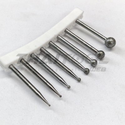 เข็มเพชรแกน 3 mm. B ทรงกลม หัวโต 1.0 - 8.0 mm.  FS