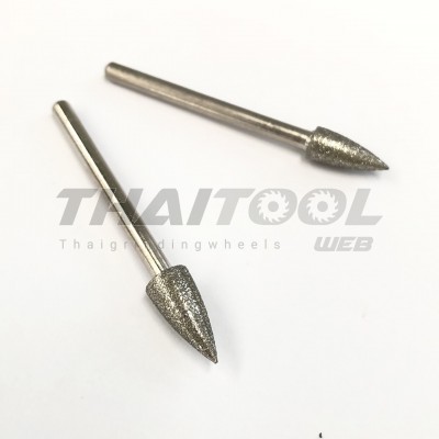 เข็มเพชรแกน 3 mm. J ทรงกรวย หัวโต 5.0,6.0 mm. R