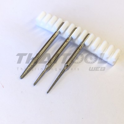  เข็มเพชรแกน 3 mm. R ทรงแหลม(เรียว) หัวโต1.3,1.5,3.0 mm. BS (เกรดโรงงาน)
