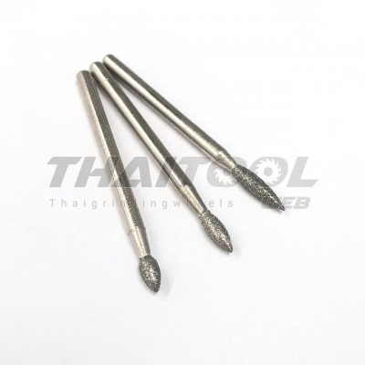 เข็มเพชรแกน 3 mm. S ทรงกรวย หัวโต 3.0/3.2 / 3.3 mm. ERZ- R
