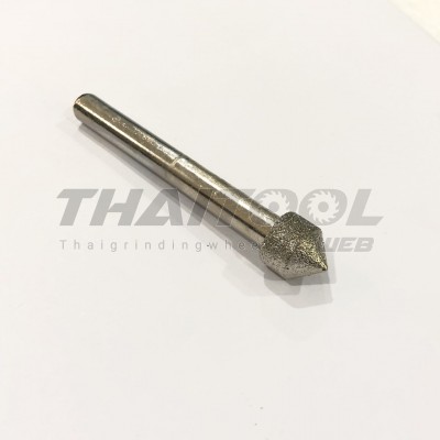 หัวเจียรเพชรแกน 6 mm. N ทรงกรวยขอบเหลี่ยม (CN) รุ่นมาตรฐาน 