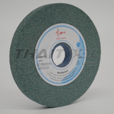 หินเจียร4"x 10 mm. สีเขียวเบอร์ 80 เจียรคาร์ไบด์ งานอโลหะ เหล็กชุปแข็ง