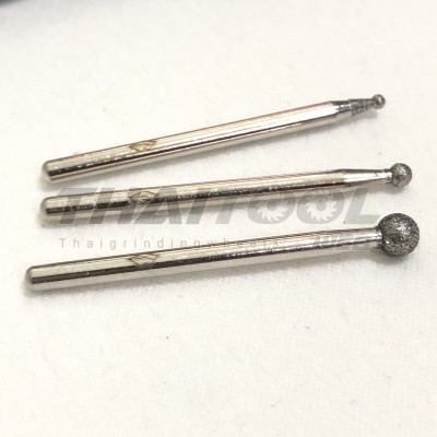 เข็มเพชรแกน 3 mm. ทรงกลม B หัวโต 2.0- 5.0 mm. Best Daimond