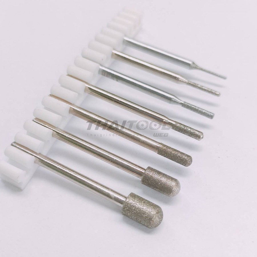 เข็มเพชรแกน 3 mm.  ทรงกระบอกหัวมน C หัวโต 1.0- 6.0  CN