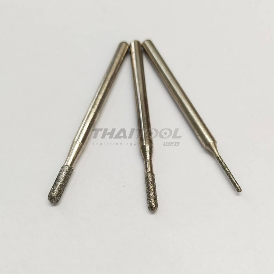 เข็มเพชรแกน 3 mm. C ทรงกระบอกหัวมน หัวโต 1.0,2.0,2.5 mm. R