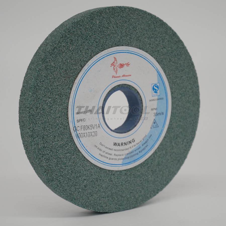 หินเจียร4"x 10 mm. สีเขียวเบอร์ 80 เจียรคาร์ไบด์ งานอโลหะ เหล็กชุปแข็ง