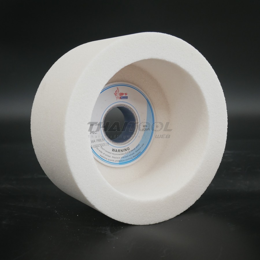 หินถ้วย6"x3" เบอร์60 สีขาว ลับใบมีดสับไม้ เหล็กไฮสปีด เหล็กเกรด เหล็กเเข็ง