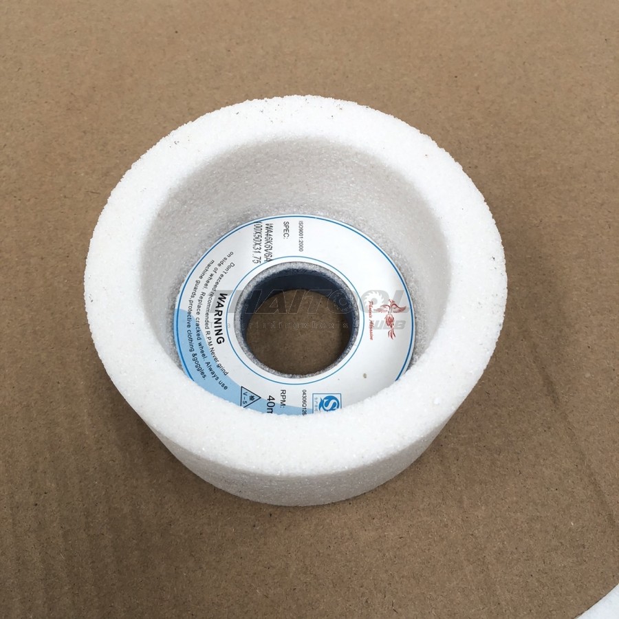 หินถ้วย 4"x2" เบอร์ 46 สีขาว ลับใบมีดสับไม้ เหล็กไฮสปีด เหล็กเกรดเหล็กเเข็ง