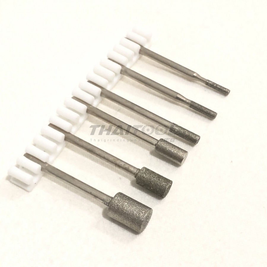 เข็มเพชรแกน 3 mm.  A ทรงกระบอก หัวโต 2 - 8 mm. CN (รุ่นมาตรฐาน)