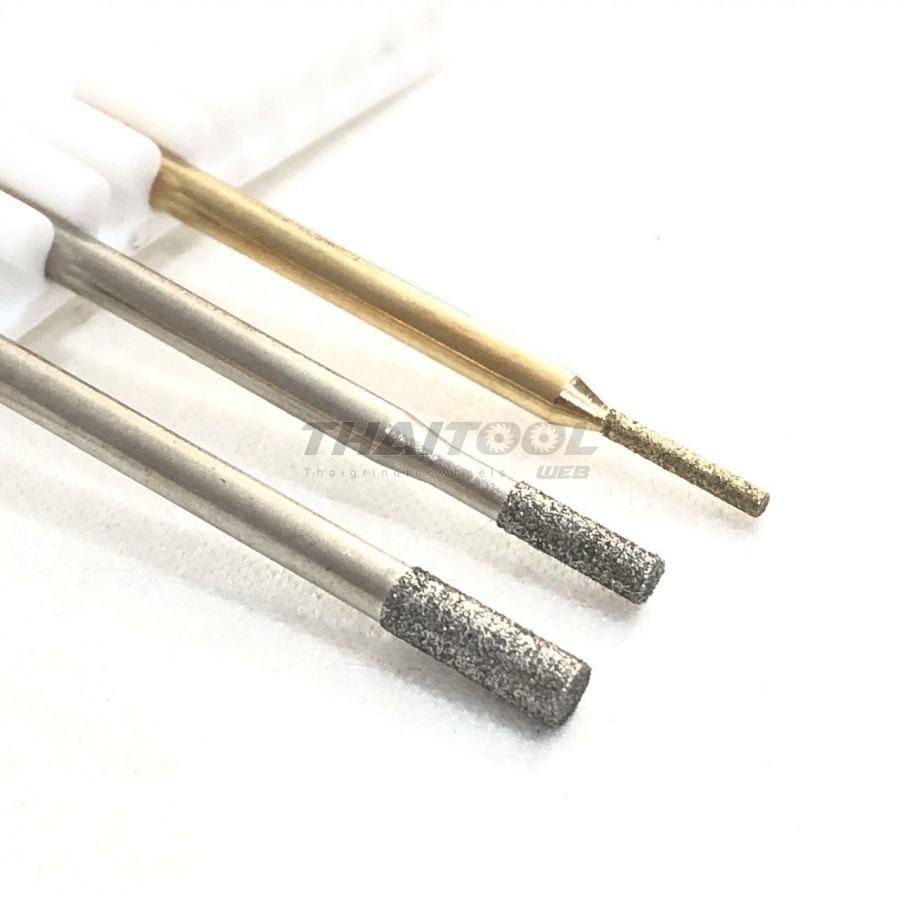 เข็มเพชรแกน 3 mm. A ทรงกระบอก หัวโต 1.5 - 3.5 mm. ( S )