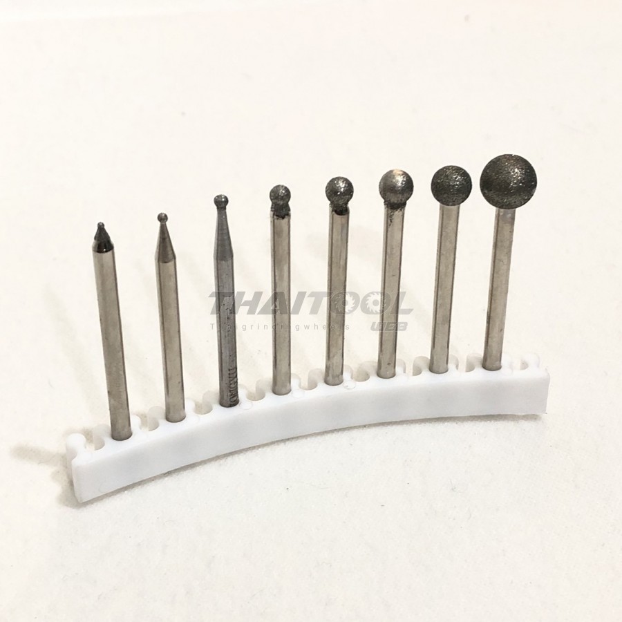 เข็มเพชรแกน 3 mm B ทรงกลม หัวโต 1.0 - 8.0 mm. ( CN )
