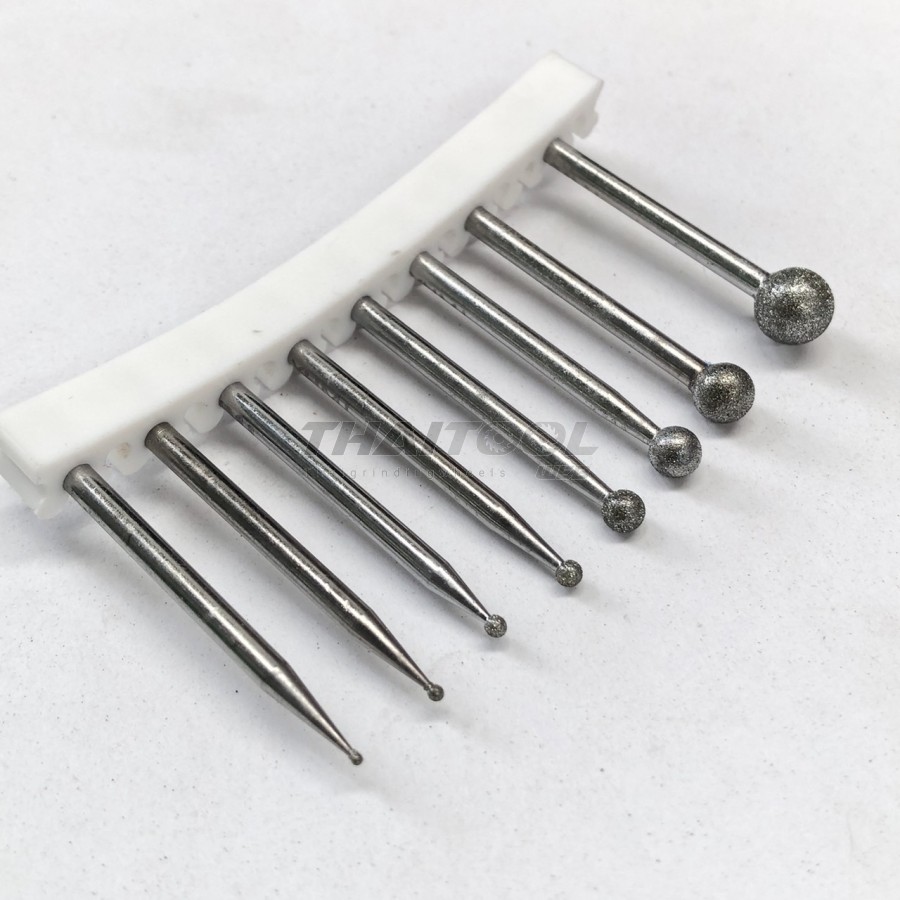 เข็มเพชรแกน 3 mm. B ทรงกลม หัวโต 1.0 - 8.0 mm.  FS