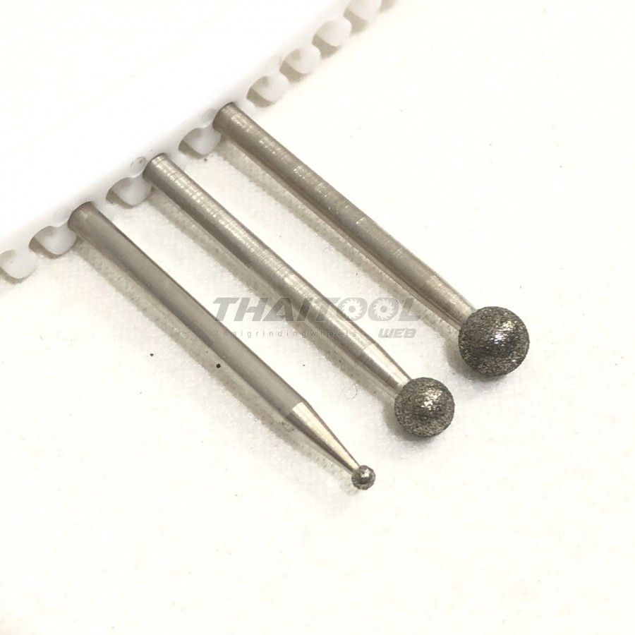 เข็มเพชรแกน 3 mm. ทรงกลม B หัวโต 1.0,1.5,2.5 mm. R