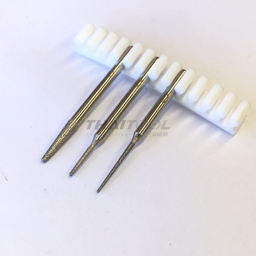  เข็มเพชรแกน 3 mm. R ทรงแหลม(เรียว) หัวโต1.3,1.5,3.0 mm. BS (เกรดโรงงาน)