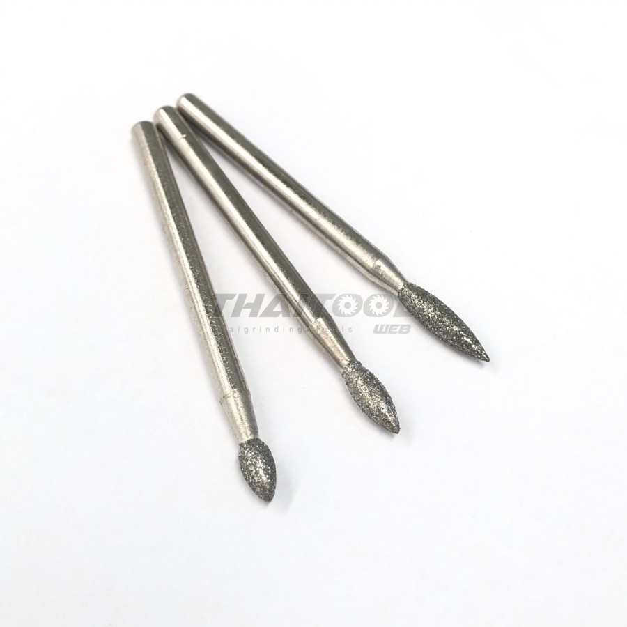 เข็มเพชรแกน 3 mm. S ทรงกรวย หัวโต 3.0/3.2 / 3.3 mm. ERZ- R