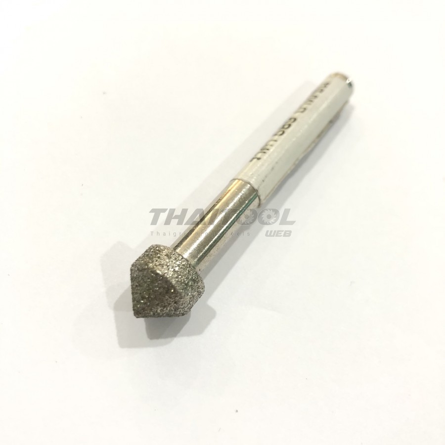 หัวเจียรเพชรแกน 6 mm. N ทรงกรวยขอบเหลี่ยม (BS) เกรดโรงงาน 