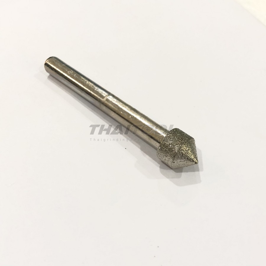 หัวเจียรเพชรแกน 6 mm. N ทรงกรวยขอบเหลี่ยม (CN) รุ่นมาตรฐาน 