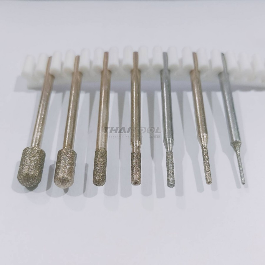เข็มเพชรแกน 3 mm.  ทรงกระบอกหัวมน C หัวโต 1.0- 6.0  CN