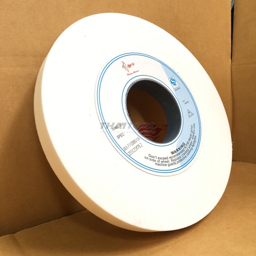 หินเจียร 10 นิ้ว (255X25X76.2)สีขาวเบอร์ 100 เจียรเหล็กไฮสปีด เหล็กเครื่องมือ เหล็กเกรด เน้นเจียรผิวเงา