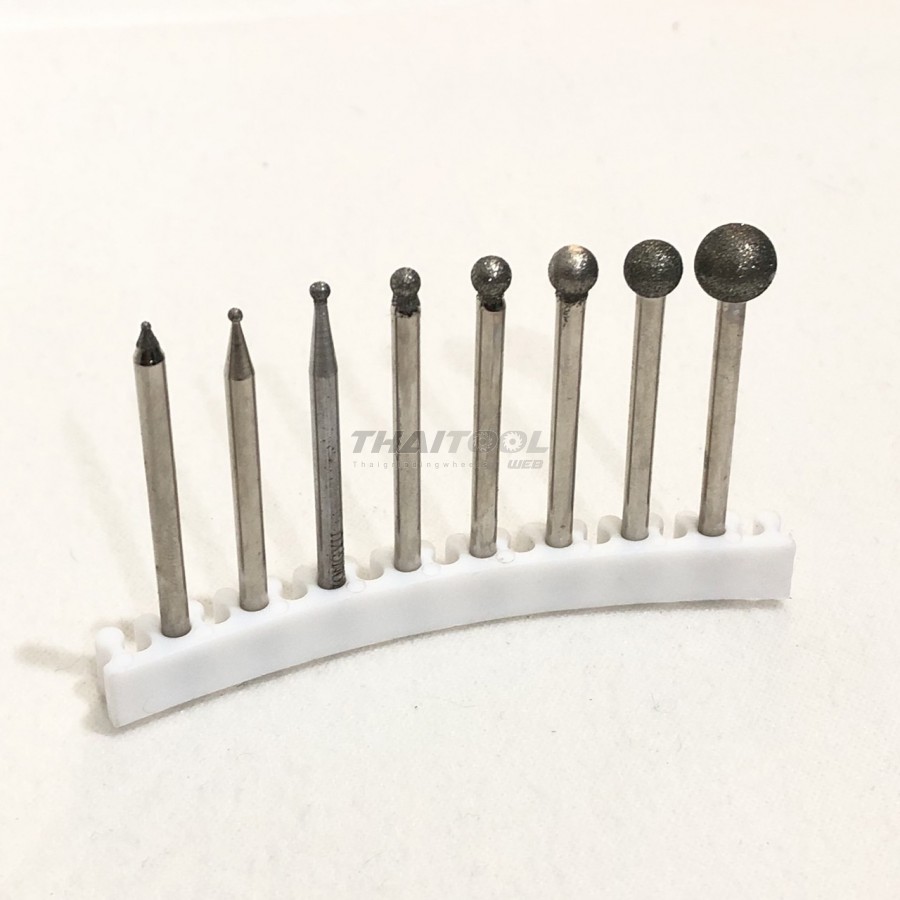 เข็มเพชรแกน 3 mm B ทรงกลม หัวโต 1.0 - 8.0 mm. ( CN )