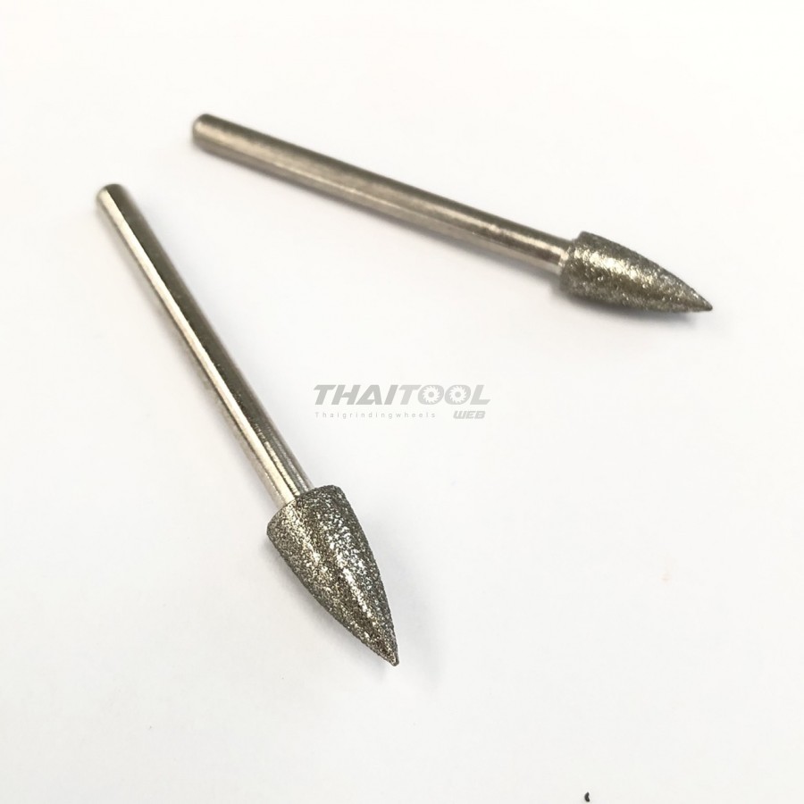 เข็มเพชรแกน 3 mm. J ทรงกรวย หัวโต 5.0,6.0 mm. R