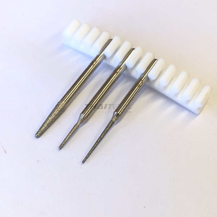  เข็มเพชรแกน 3 mm. R ทรงแหลม(เรียว) หัวโต1.3,1.5,3.0 mm. BS (เกรดโรงงาน)